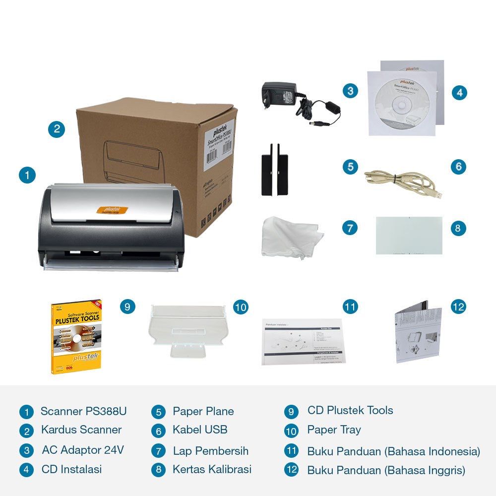 Plustek Scanner SmartOffice PS388U - 30 Lembar/menit (F4/Folio)