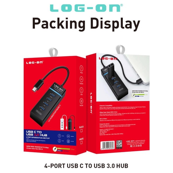 USB HUB LOG-ONE TYPE C TO USB 4 PORT