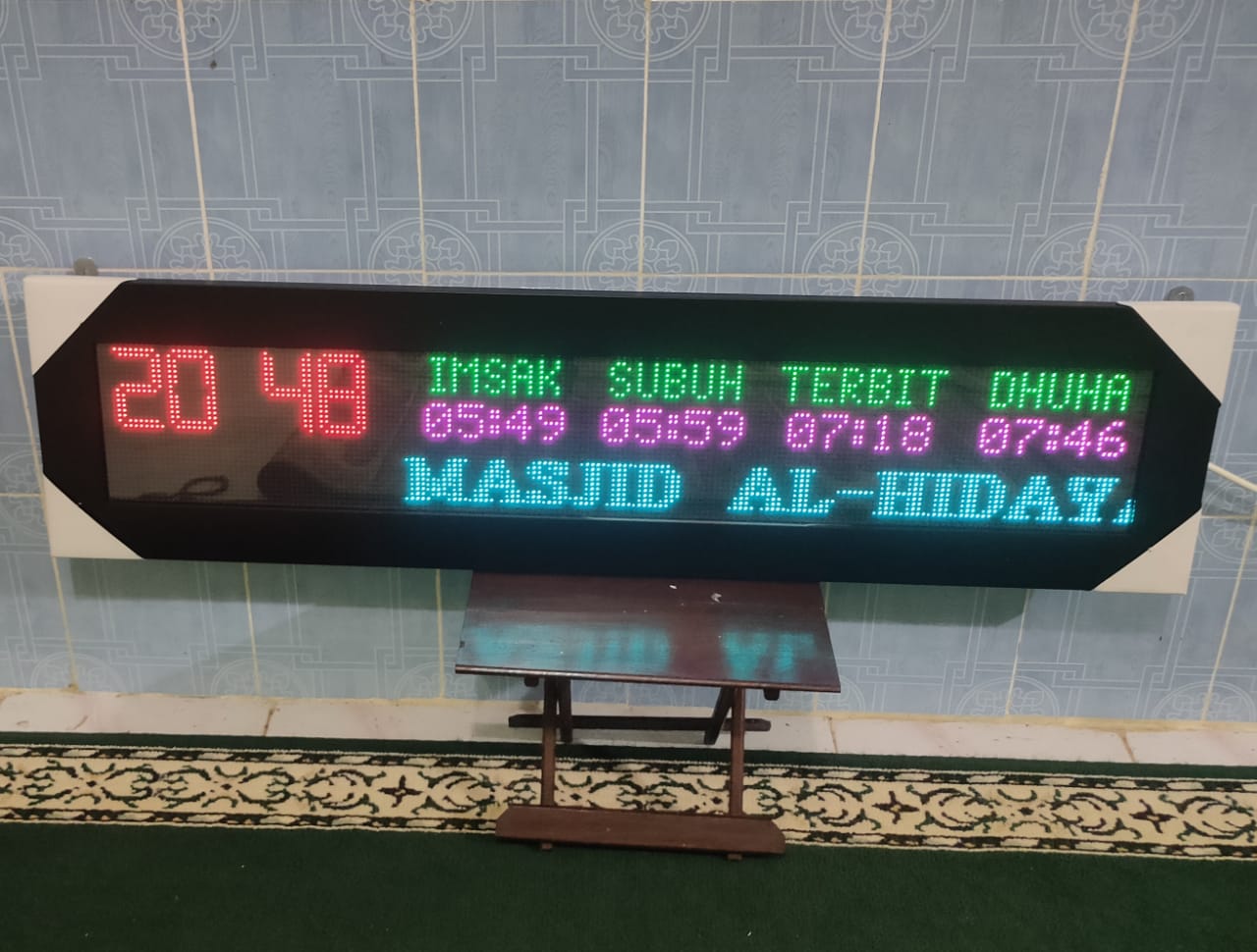 LED RUNNING TEKS/ JAM DINDING DIGITAL MESJID 110X28