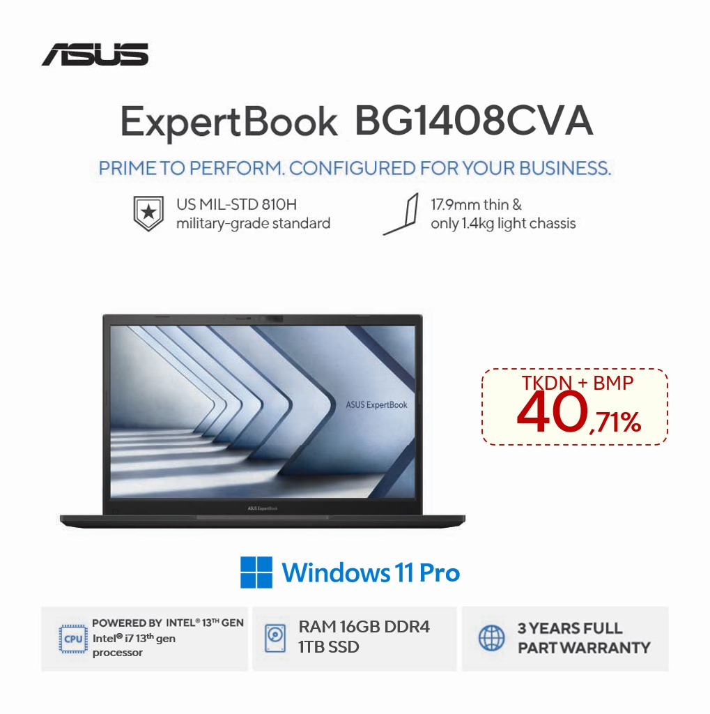 LAPTOP ASUS EXPERTBOOK BG1408CVA I7/16GB/1 TB/WIN PRO