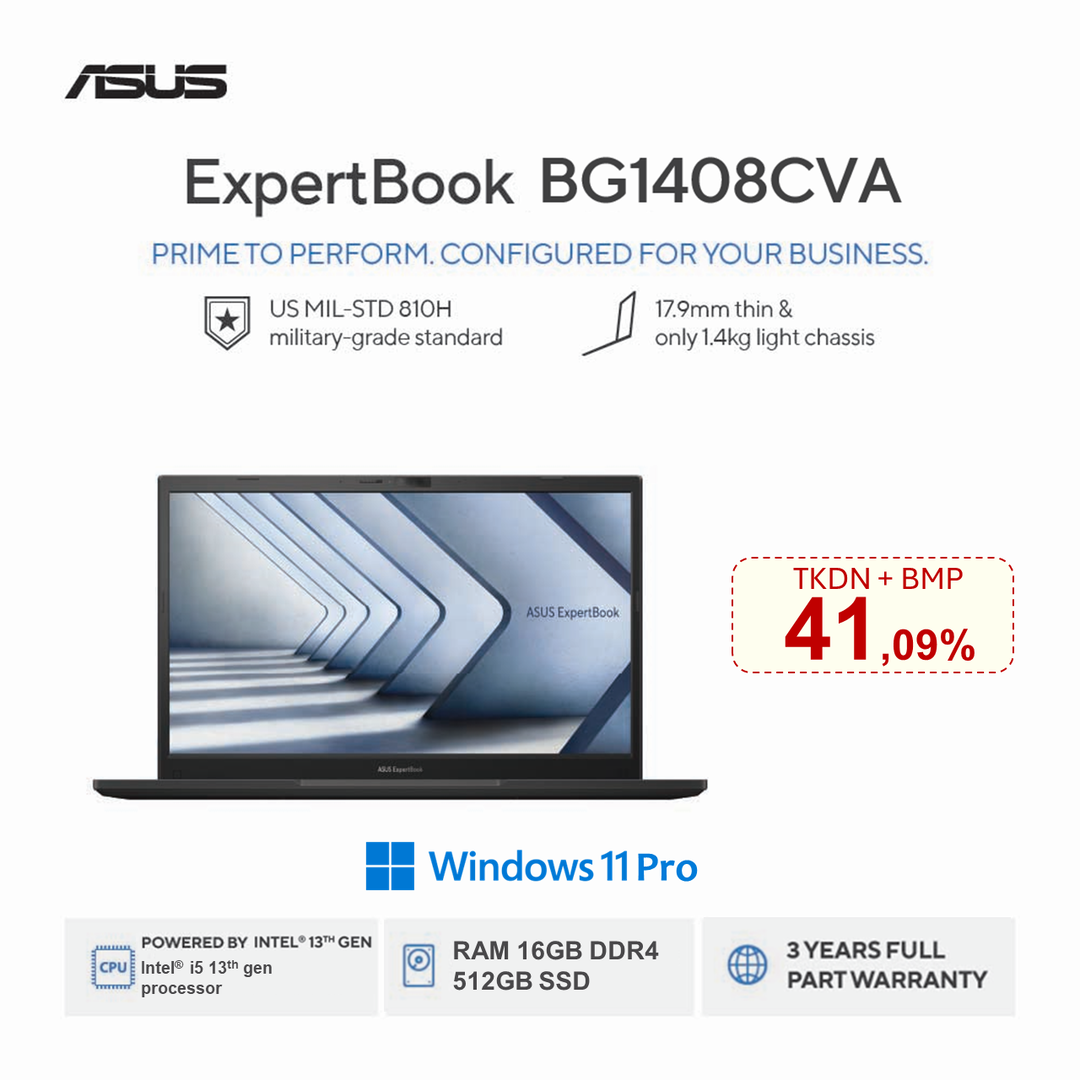 LAPTOP ASUS EXPERTBOOK BG1408CVA I5/16GB/512GB/WIN PRO