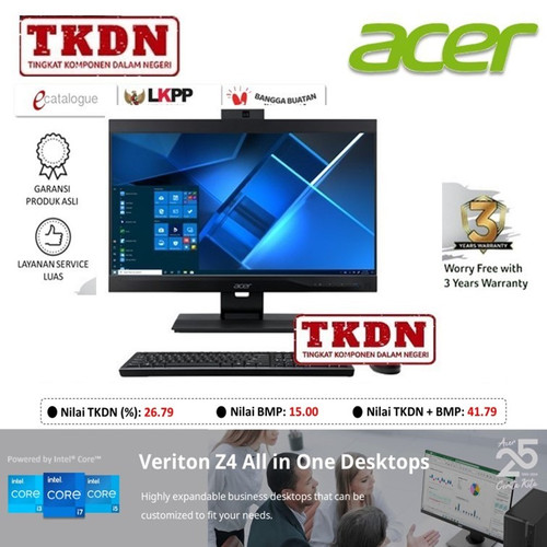 PC AIO Acer Veriton Z4 (VZ4/0046) i5-10400 8GB 256GB - TKDN RESMI -