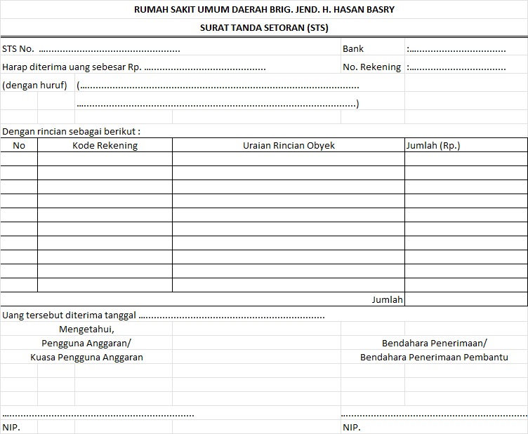 Kwitansi Ukuran Besar SURAT TANDA SETORAN (STS)