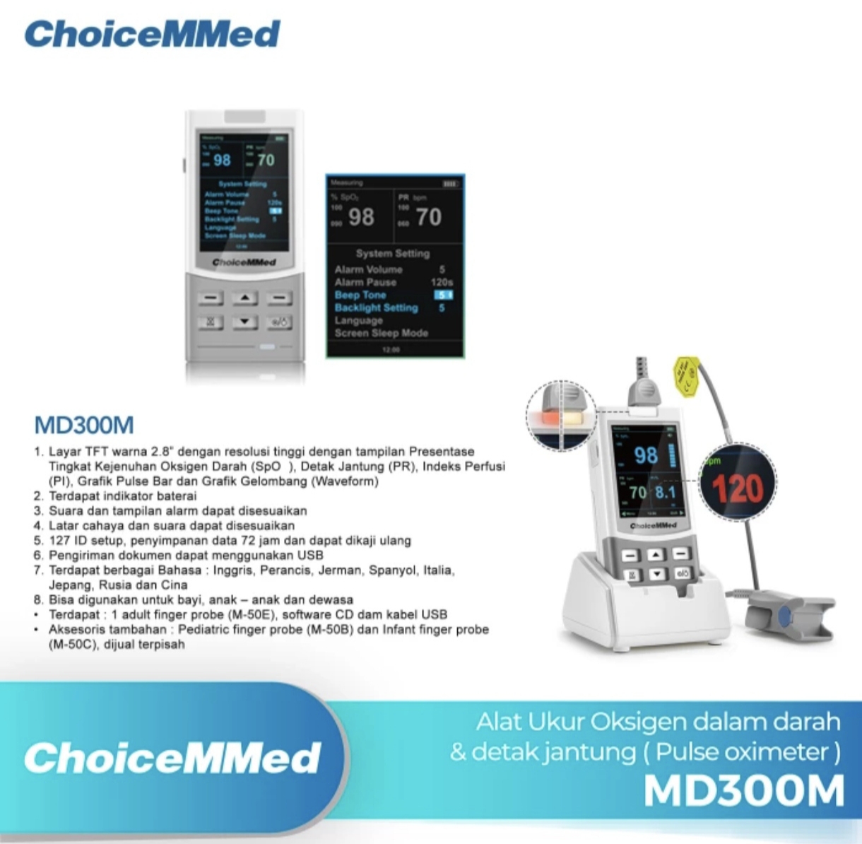 Saturasi Oksigen / Pulse Oximeter Choicemmed MD300M