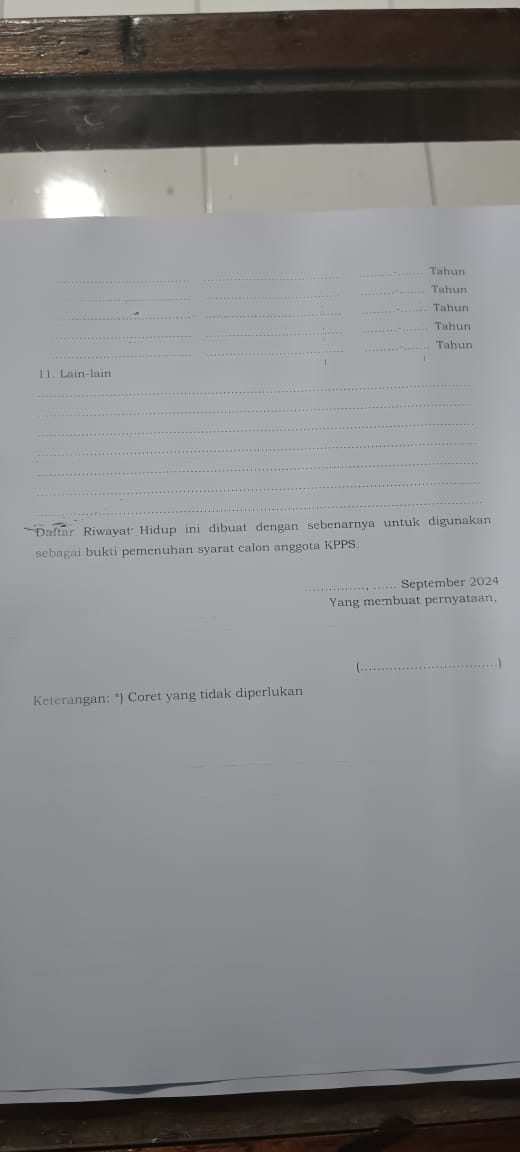 FOTOCOPY DAFTAR RIWAYAT HIDUP CALON ANGGOTA KPPS KABUPATEN HULU SUNGAI SELATAN 1 RANGKAP ISI 2 LEMBAR