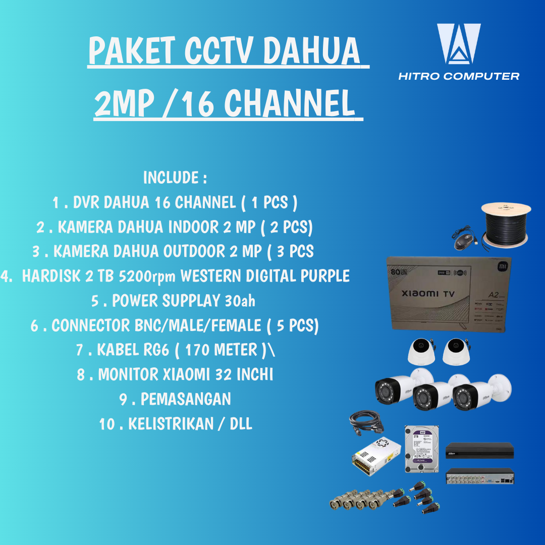 PAKET CCTV DAHUA 2MP -16 CHANNEL 