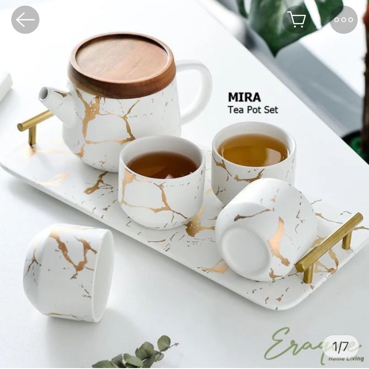  Teko Gelas Cangkir Teh Kopi Set Keramik Marble