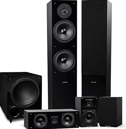 Fluance Elite High Definition Surround Sound Home Theater 5.1 Speaker System Including 3-Way Floorstanding Towers, Center Channel, Rear Surround Speakers and a DB10 Subwoofer - Black Ash SX51BR