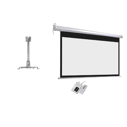 Layar Motorized 96 Inch  + Breket Proyektor + Pemasangan