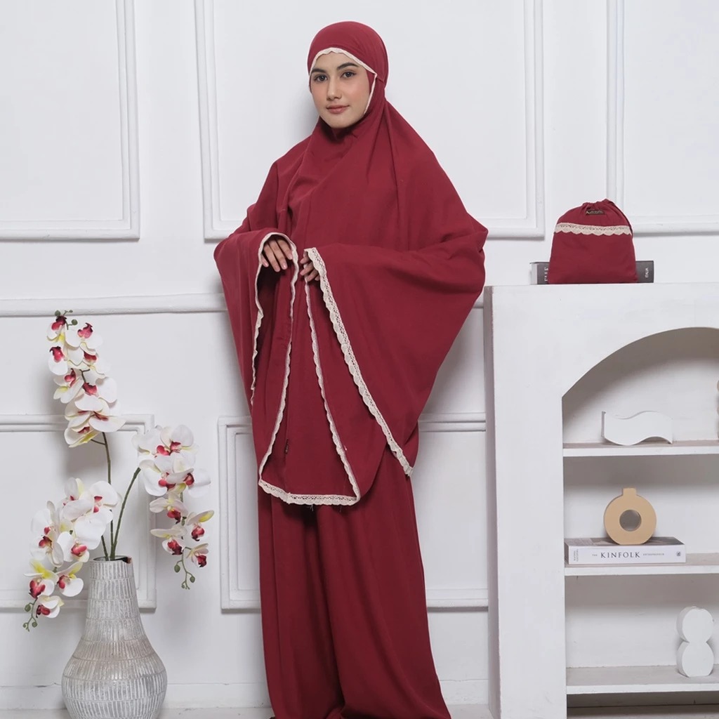 Mukena 2 in 1 Traveling Katun Premium Free Pouch Tas