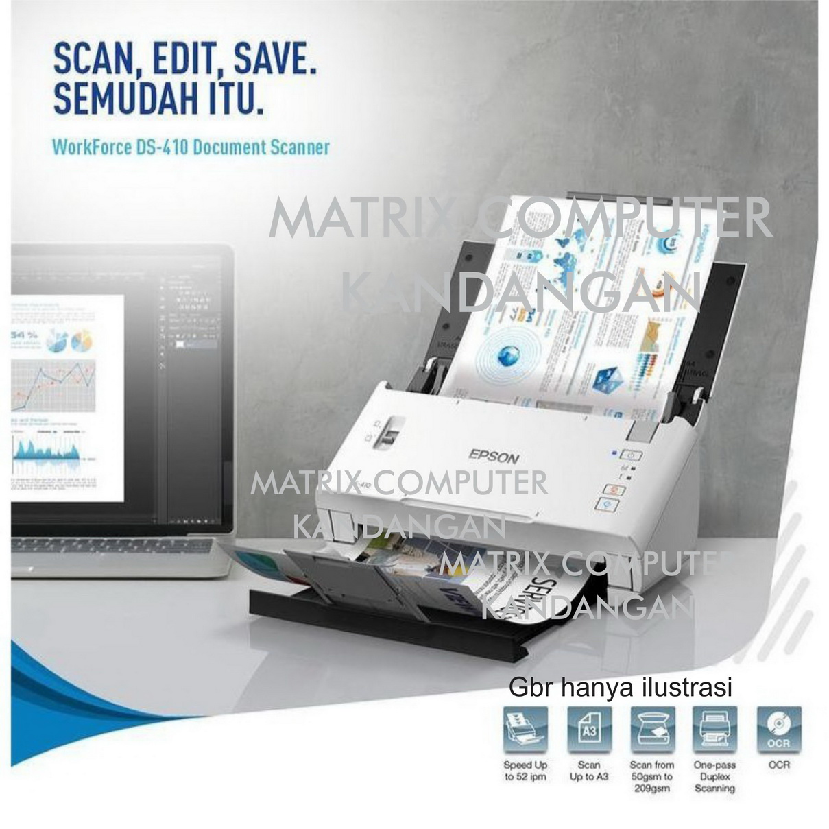 Epson WorkForce DS-410 A4 Duplex Sheet-fed Document Scanner