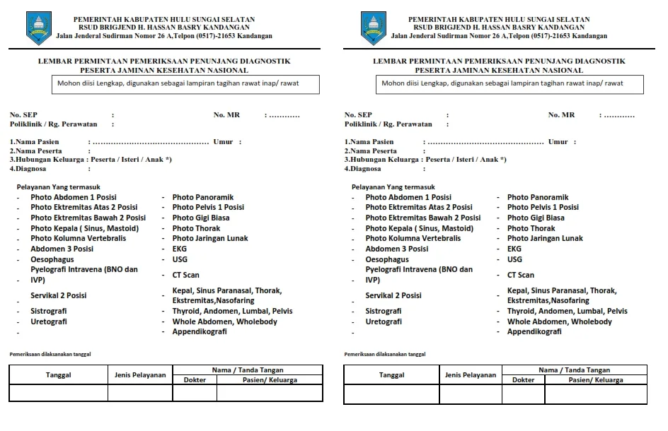 Lembar Pemeriksaan Penunjang F4