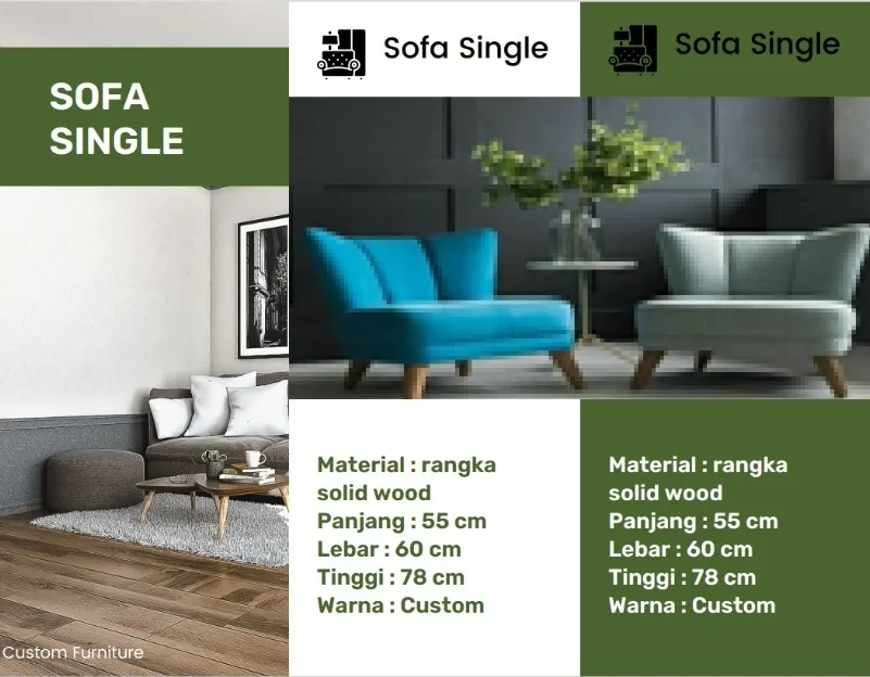 SOFA TUNGGAL/ SINGGLE COSTUM "MODERN FURNITUR" (UNTUK KANTOR, PERPUSTAKAAN, HOTEL, RUMAH TANGGA)
