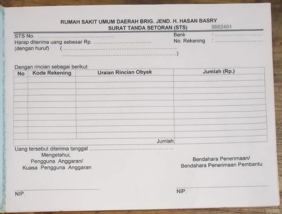 FORM SURAT TANDA SETORAN (STS)