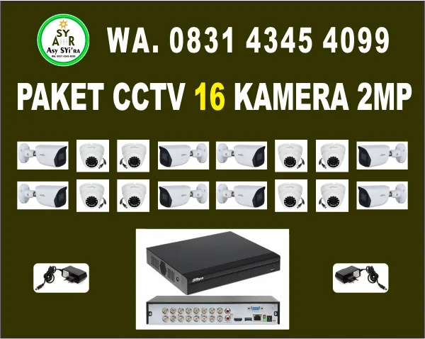 CCTV 16 Kamera 2 MegaPixel sudah dengan pasangnya