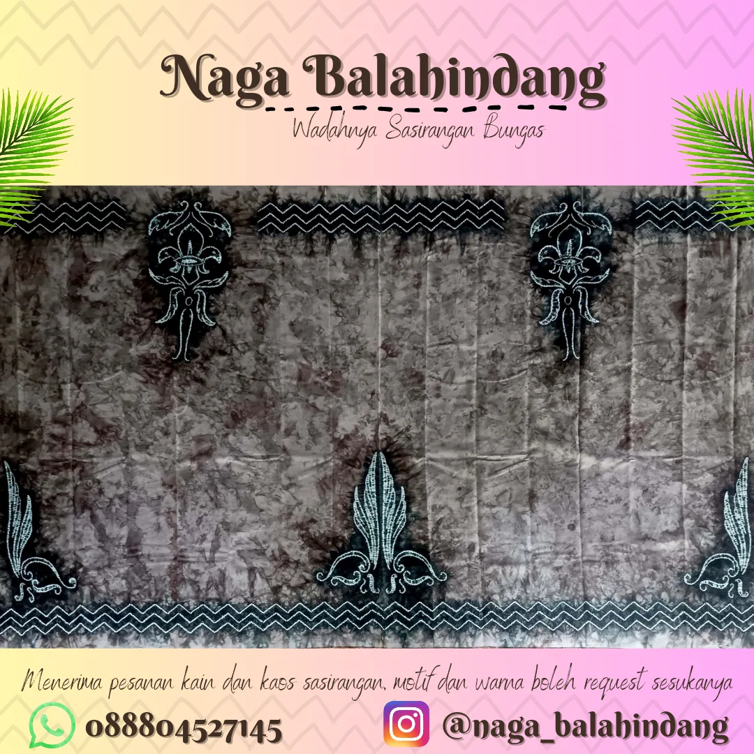 Kain Sasirangan Katun Satin 200 x 150 cm Tunas Kelapa dan WOSM