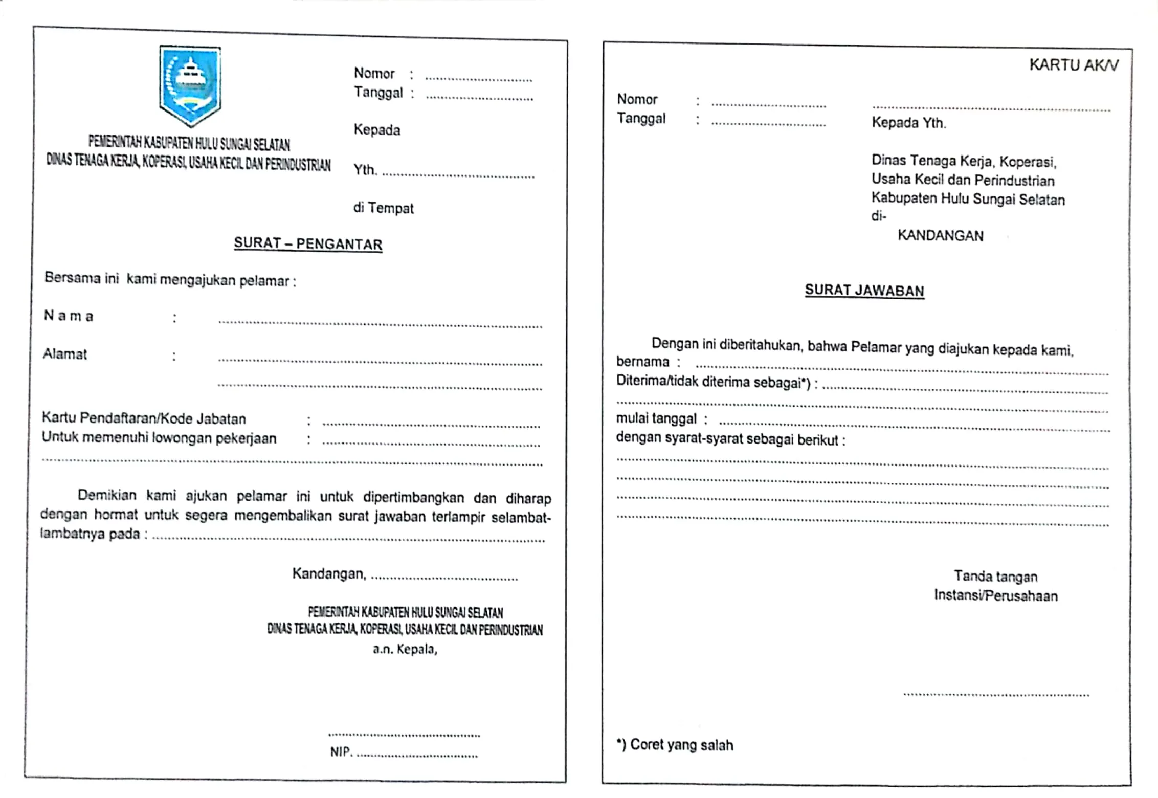 CETAK KARTU PENCARI KERJA AK-V