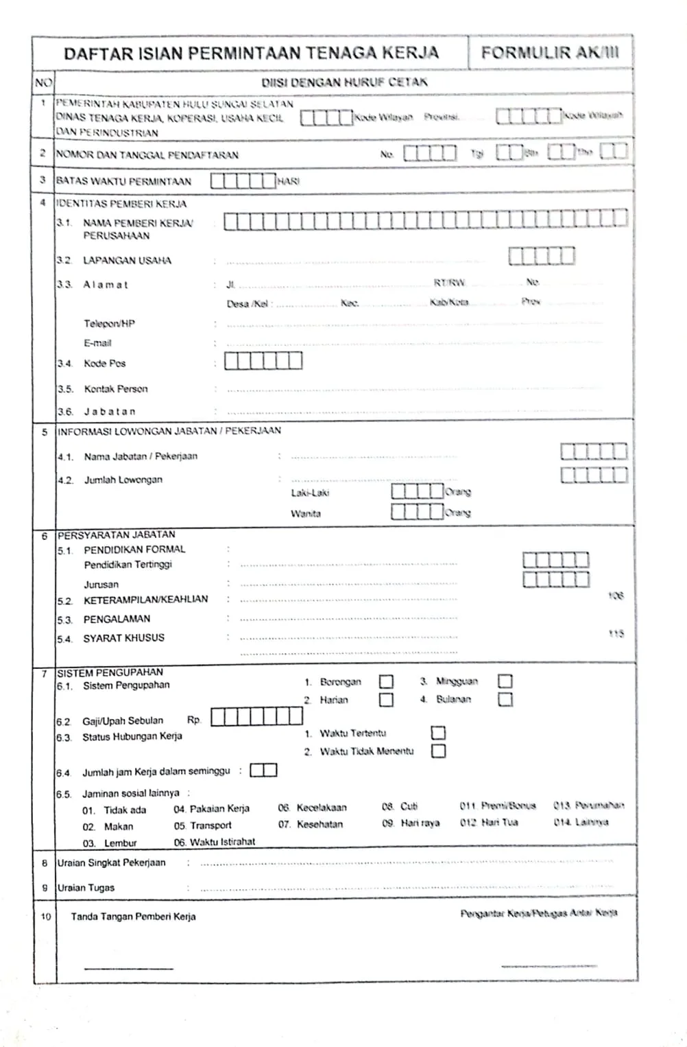 CETAK KARTU PENCARI KERJA AK-III