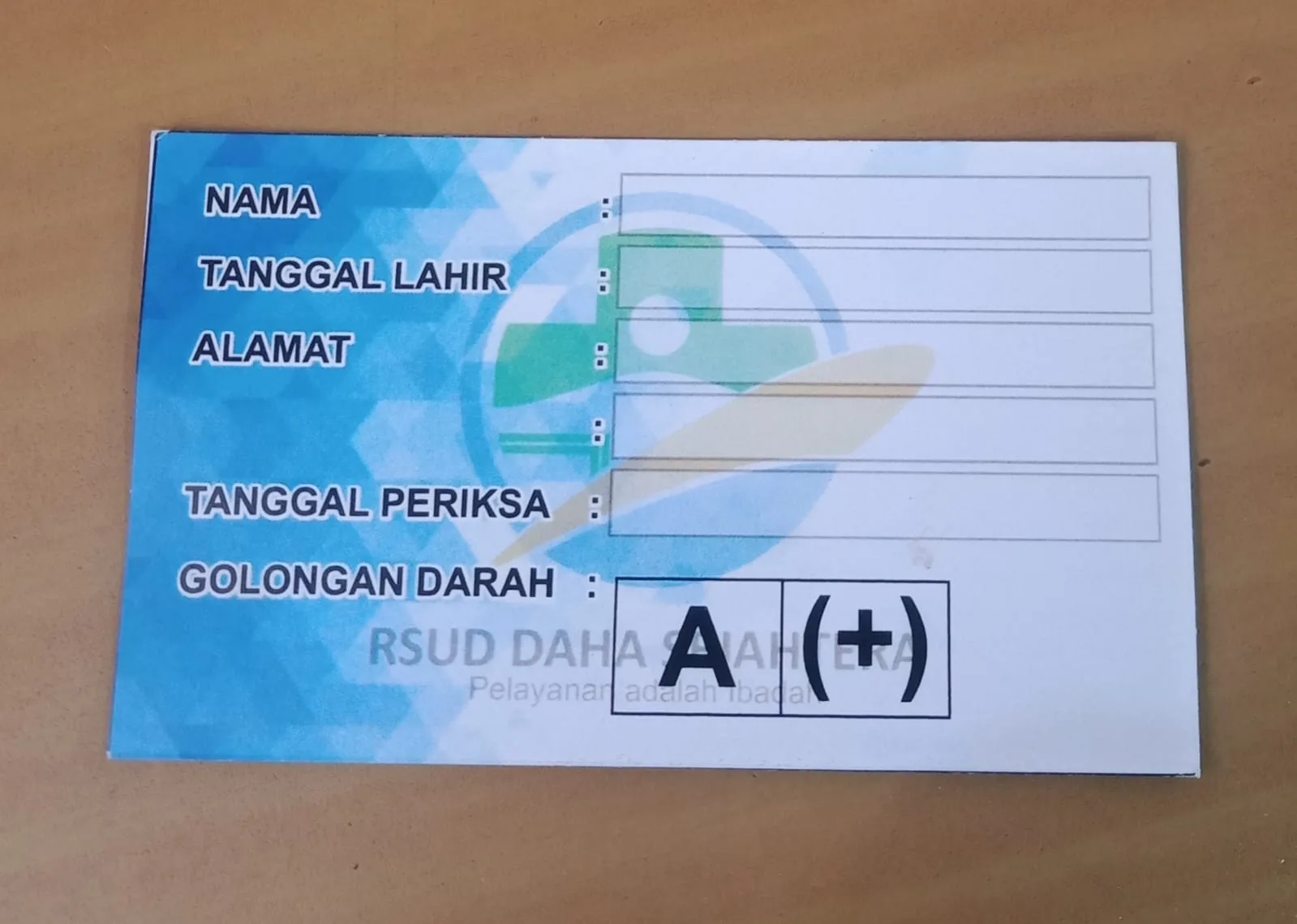 kartu golongan darah
