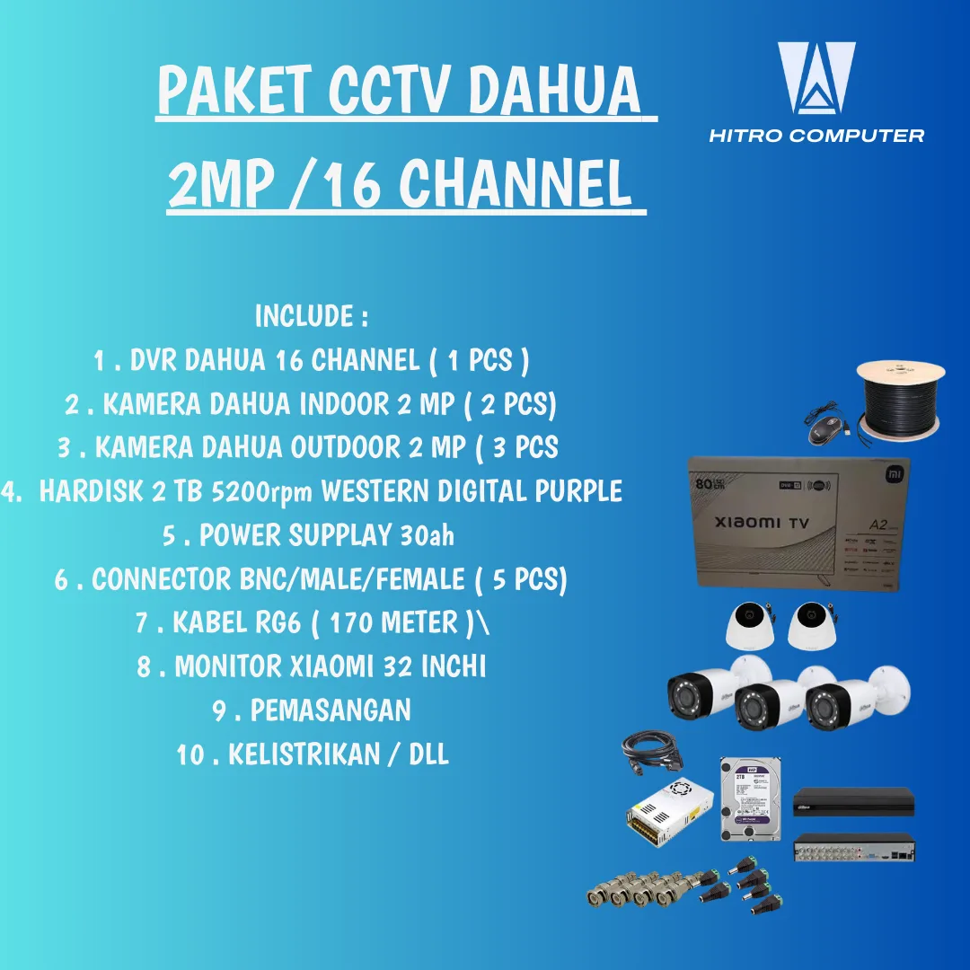 PAKET CCTV DAHUA 2MP -16 CHANNEL