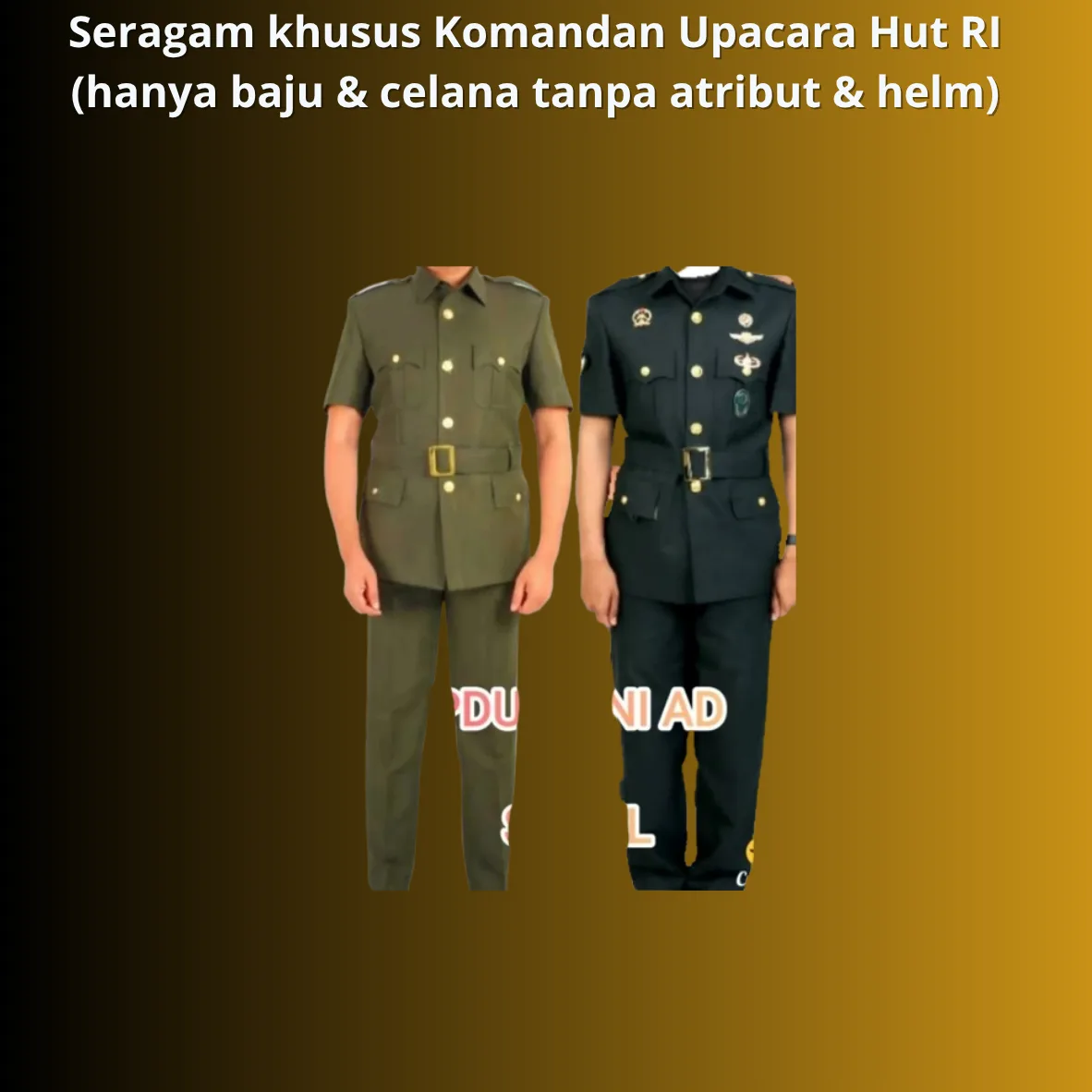 Seragam khusus Komandan Upacara Hut RI (hanya baju & celana tanpa atribut & helm)