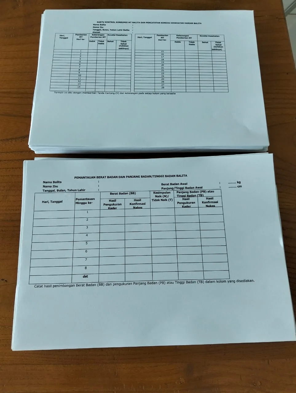 Cetak Blanko Pemantauan Balita