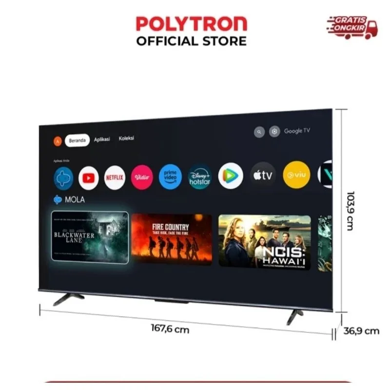 TV POLYTRON GOOGLE TV 75 Inch + Breket
