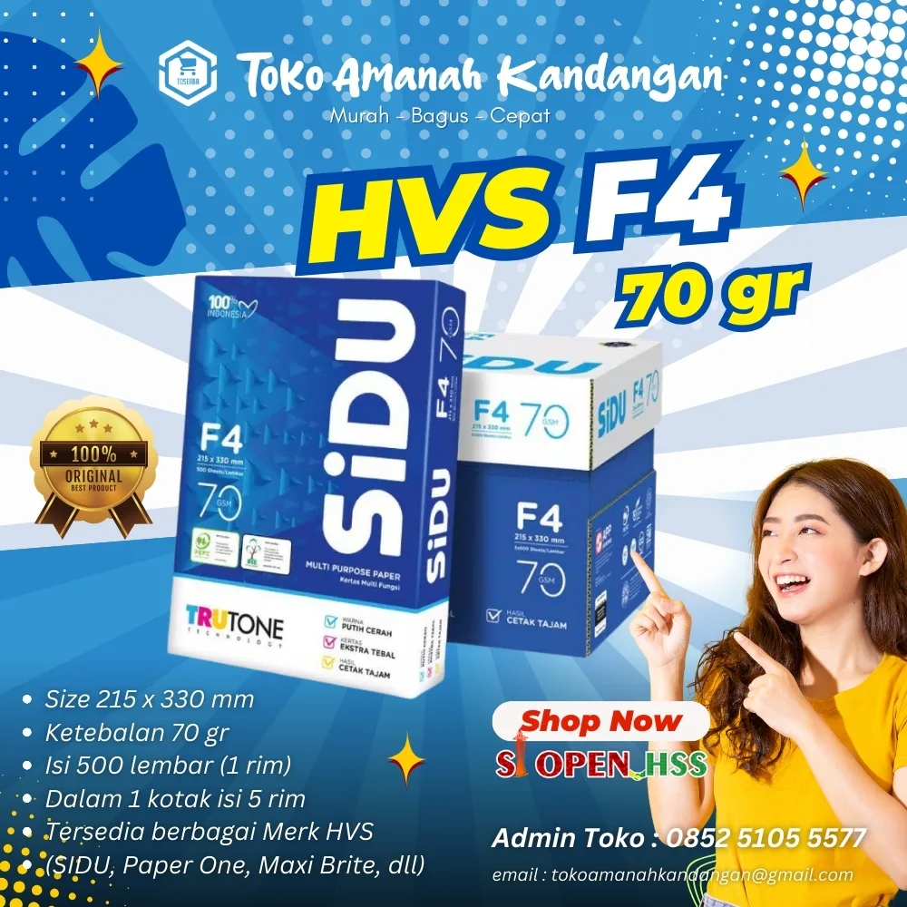 Kertas HVS F4 Gsm SIDU