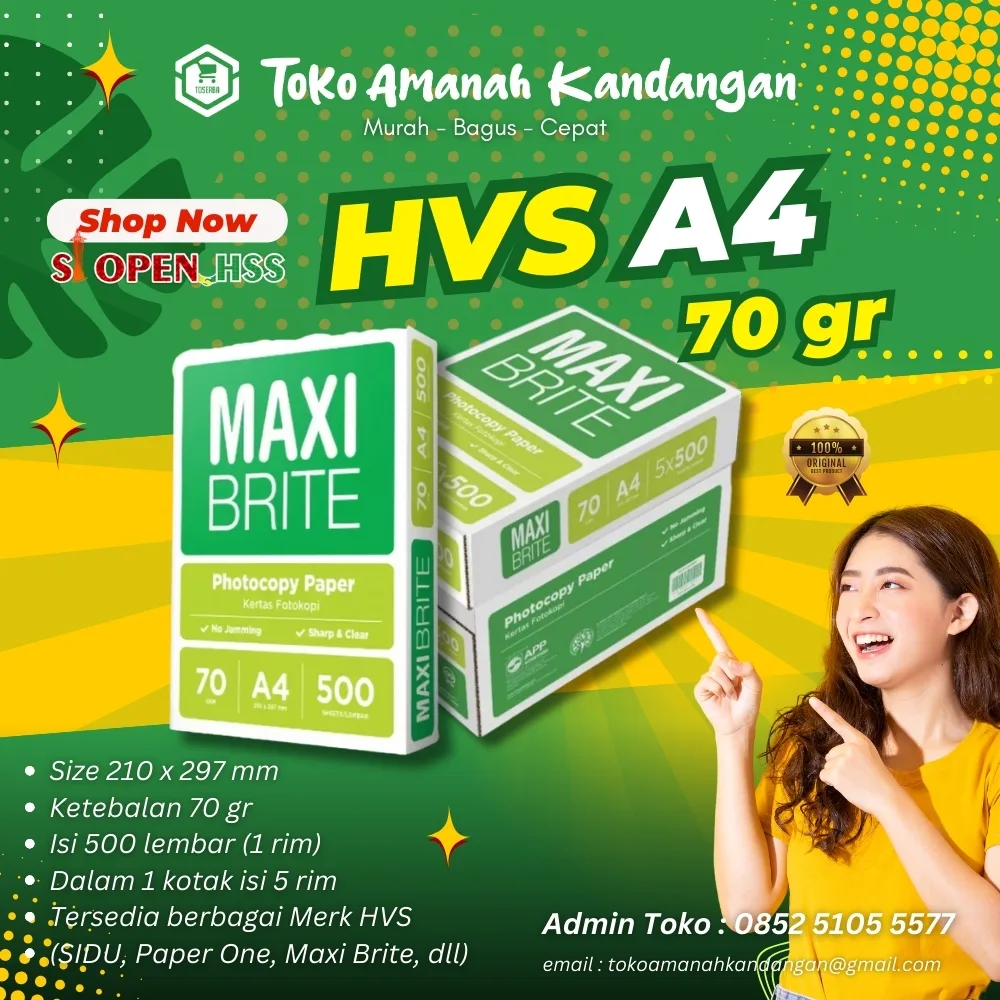 Kertas HVS A4 Gsm Maxi Brite