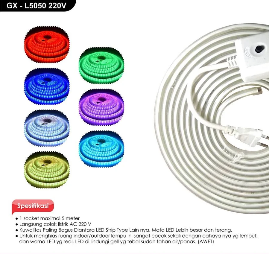 Lampu LED Strip 5050 220V Waterproof
