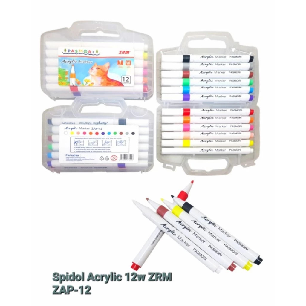 ACRYLIC MARKER 12 COLORS ZRM