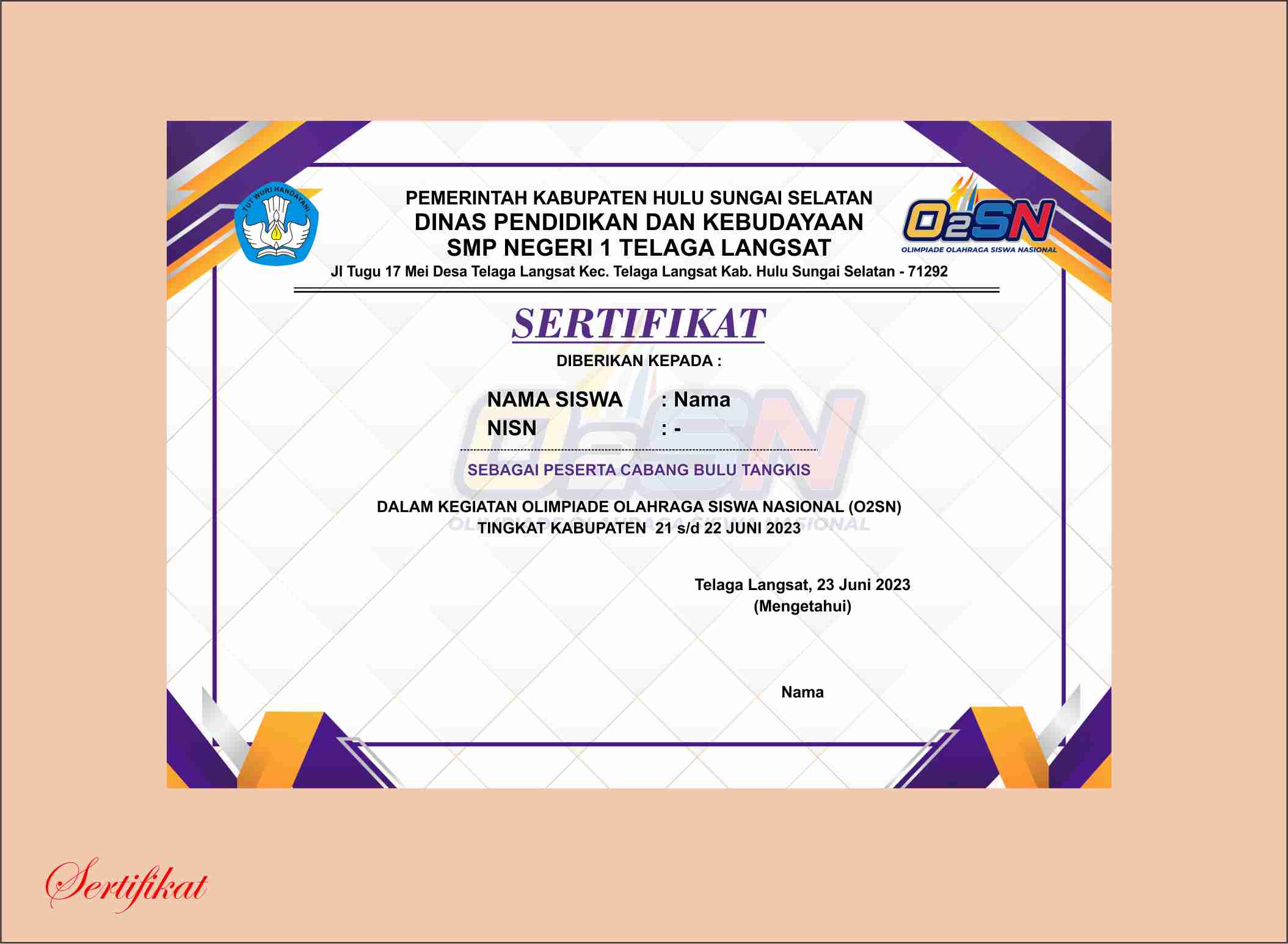 Cetak Sertifikat - Ketas Linen A4/F4