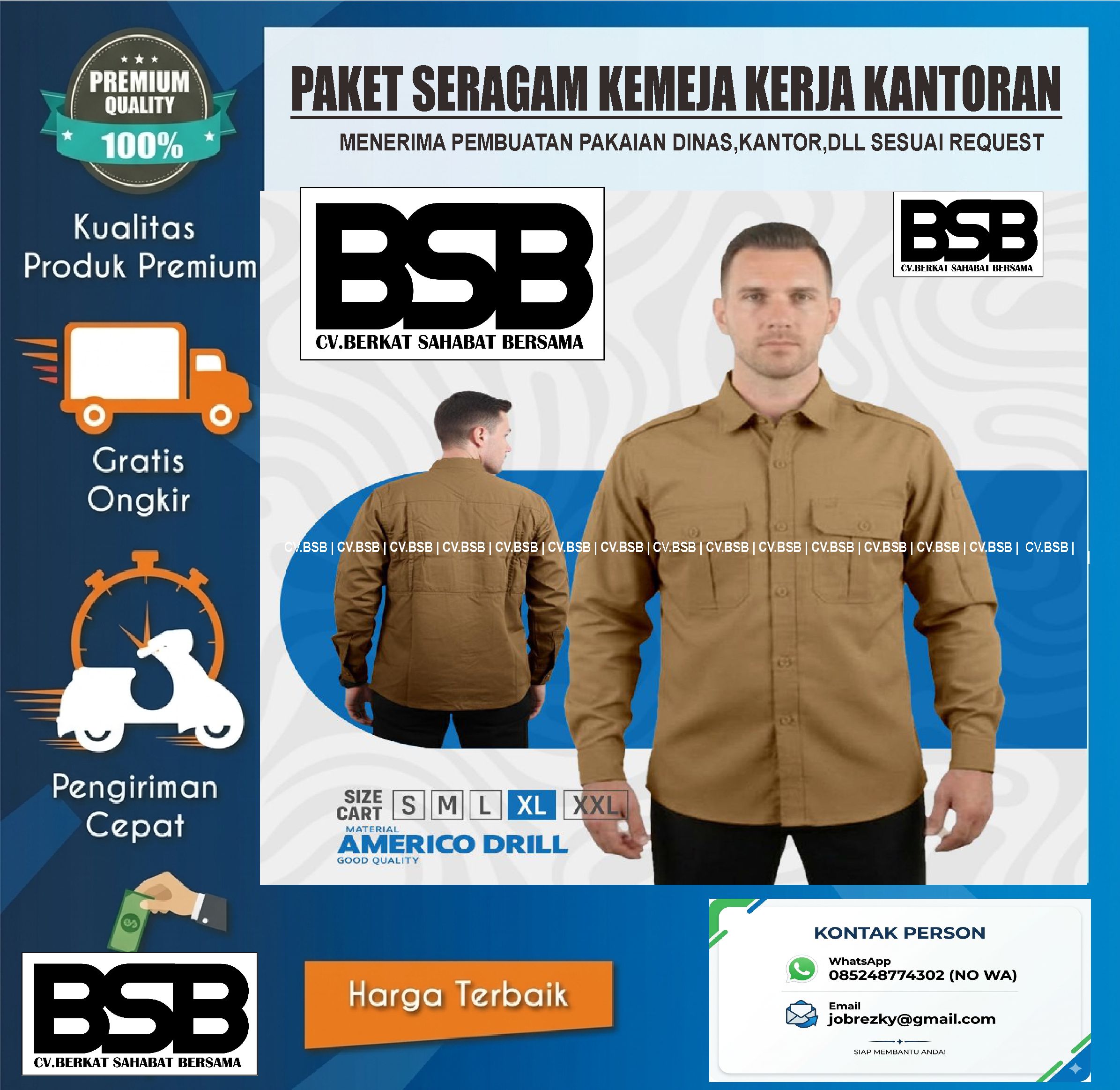KEMEJA KERJA HARIAN/LAPANGAN/DLL