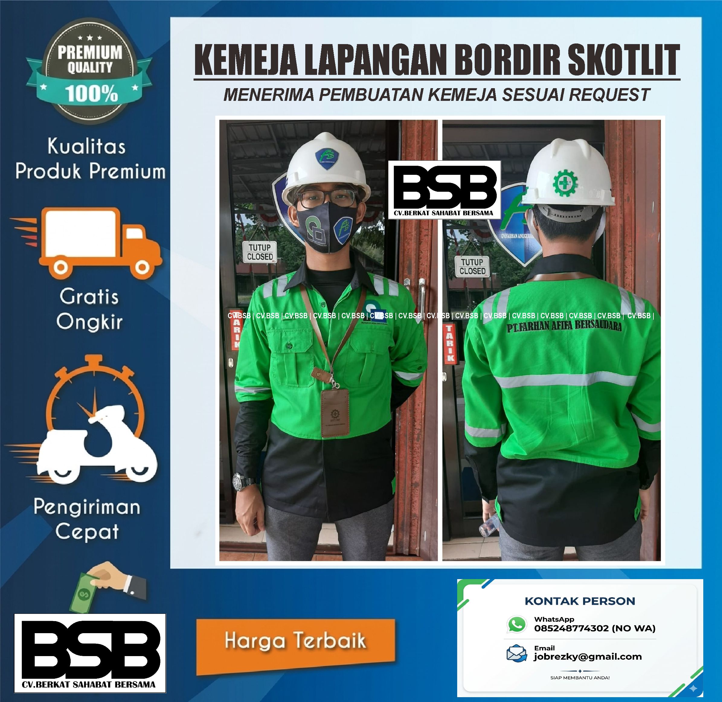 KEMEJA KERJA HARIAN/LAPANGAN/DLL