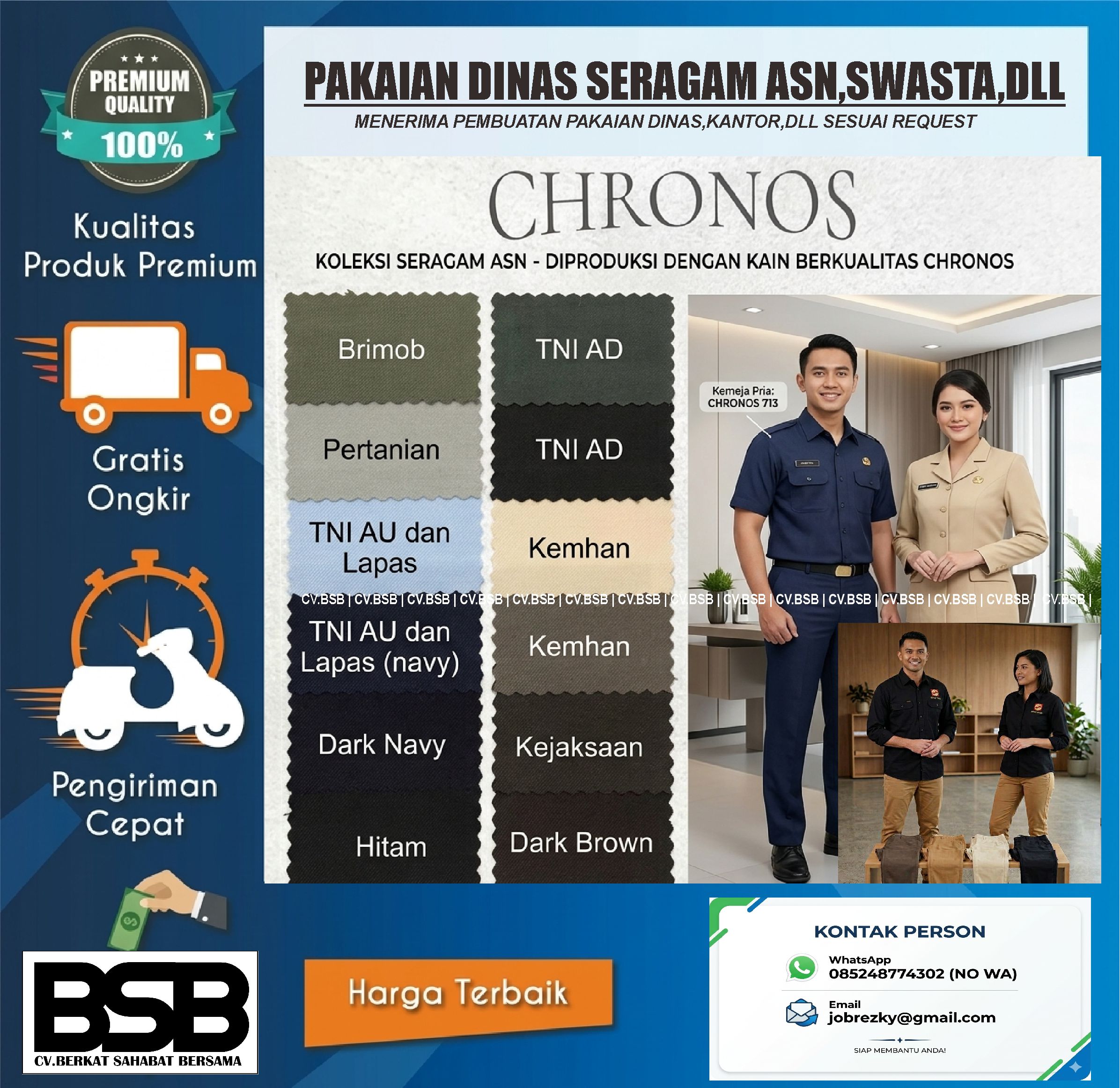 BAJU DAN CELANA ASN/PNS/TNI/POLRI KOSTUM