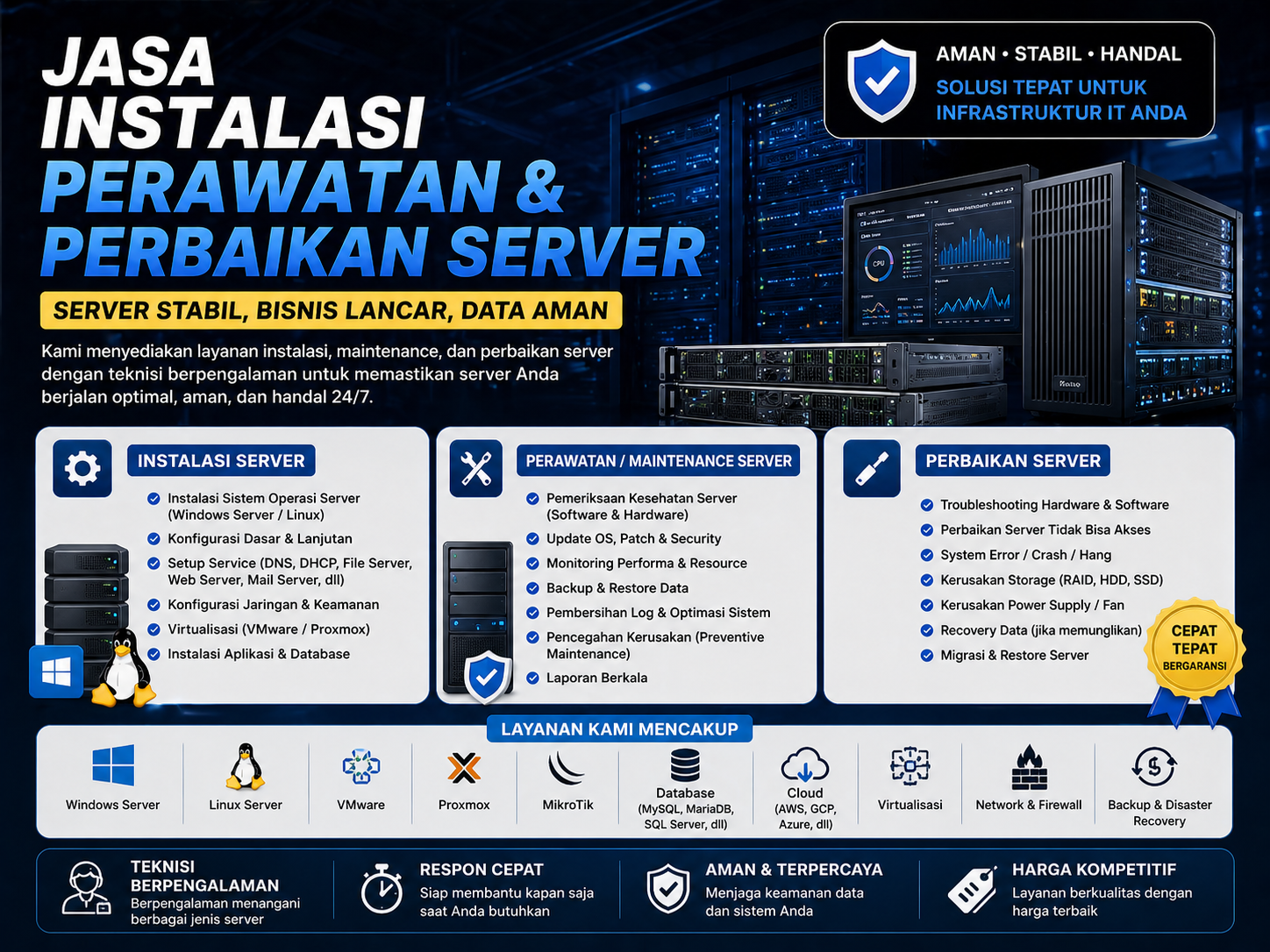 JASA INSTALASI, MAINTENANCE & PERBAIKAN SERVER