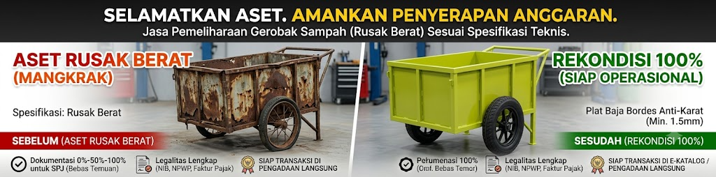 Pemeliharaan Gerobak Sampah (Kategori: Rusak Berat) - Standar Heavy Duty Anti-Karat