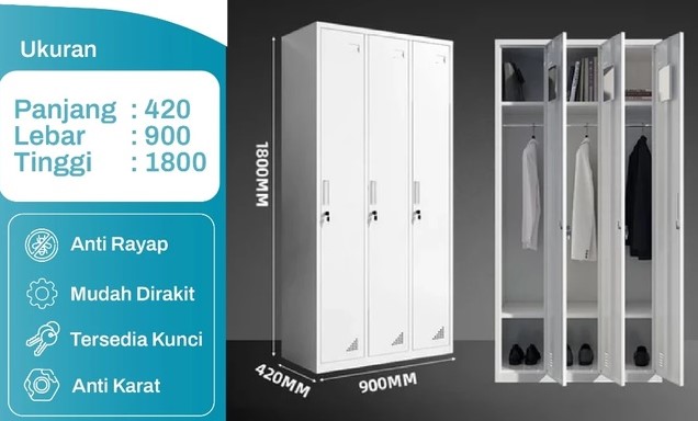 Loker pakaian 3 pintu