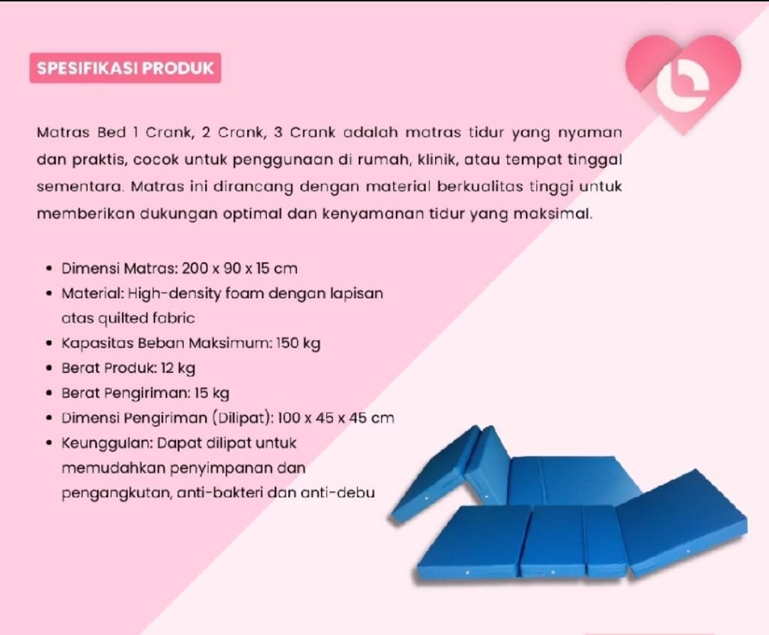 MATRAS PASIEN BED 2 CRANK LIPAT