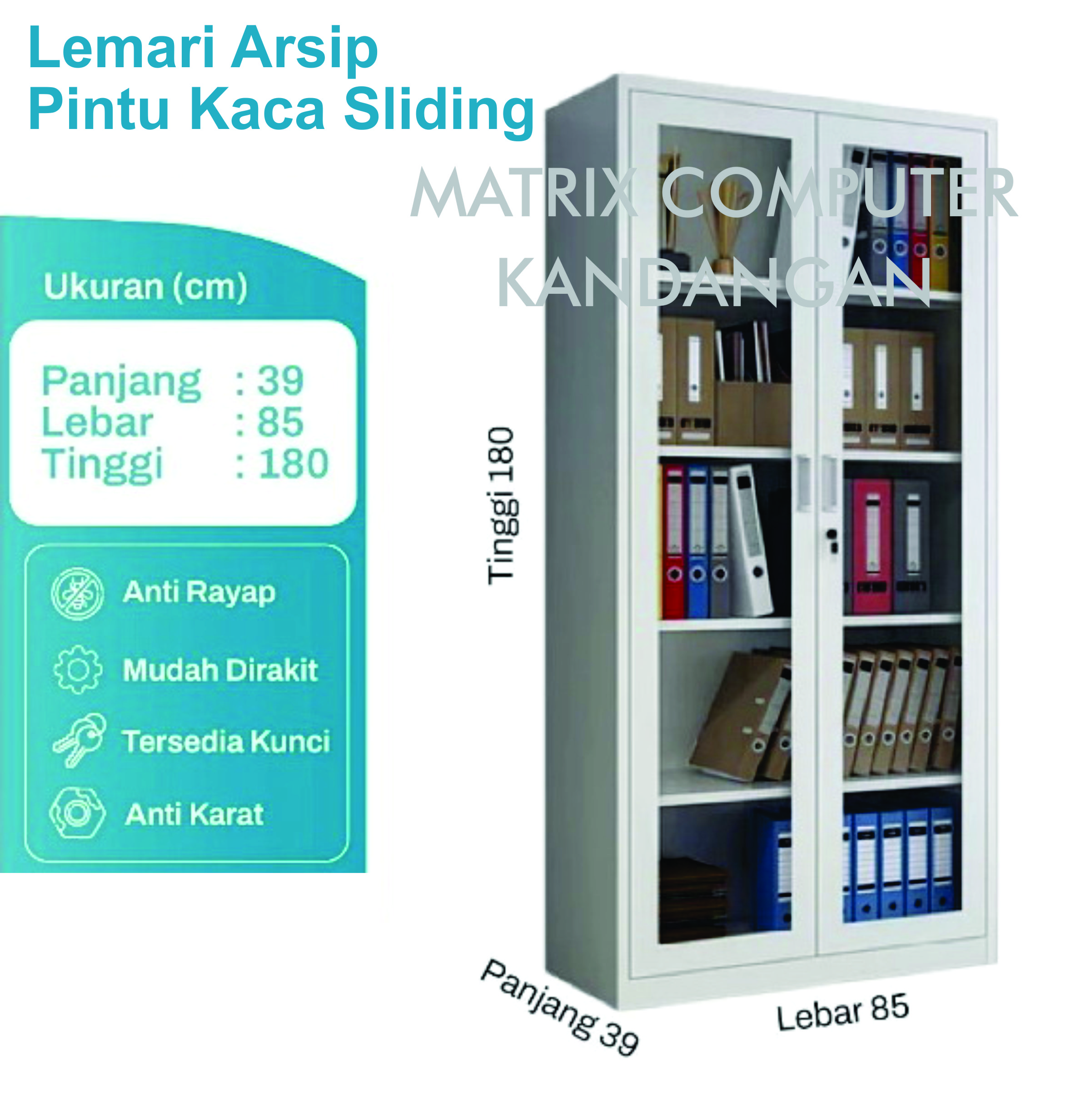 Lemari Arsip Pintu Kaca Sliding