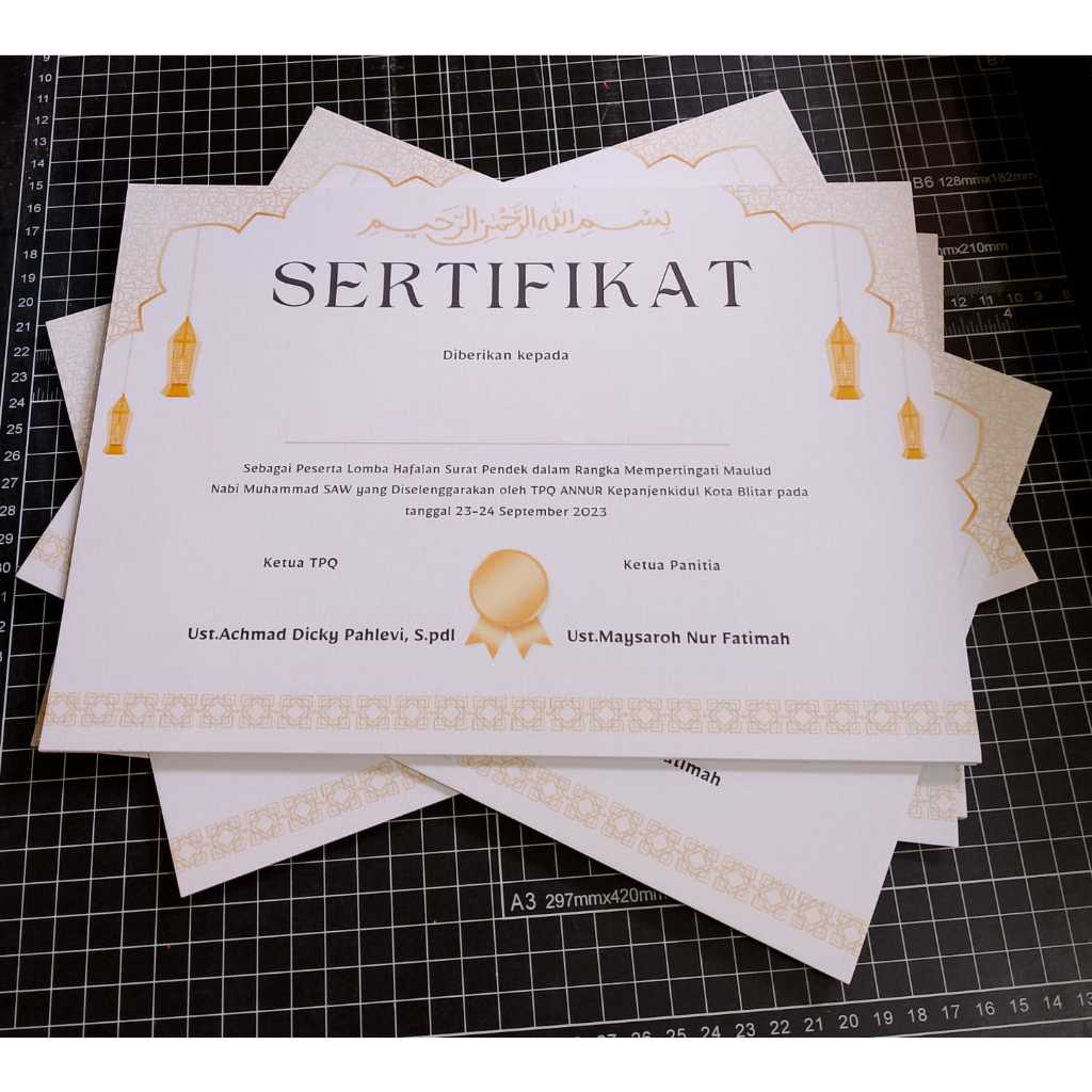 sertifikat glosy